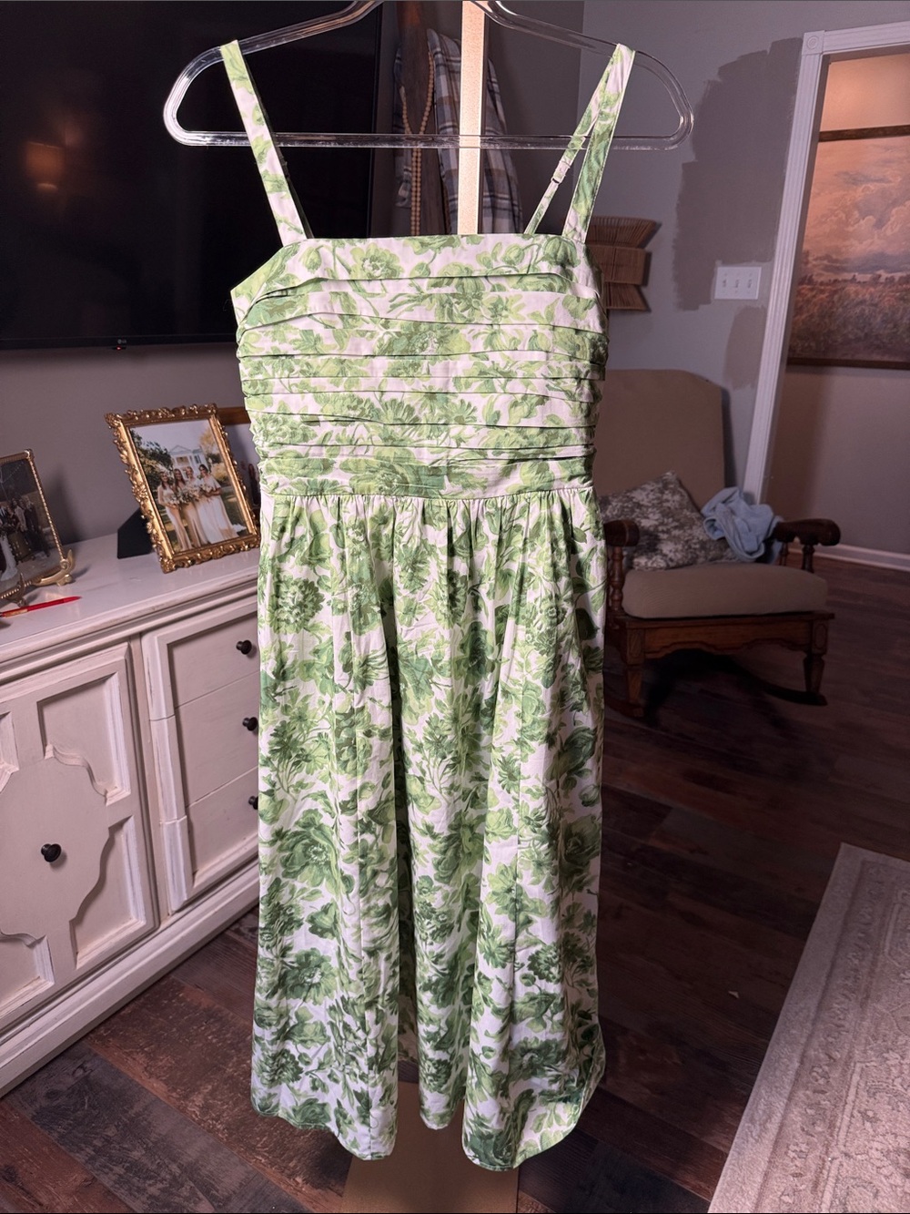Abercrombie & Fitch Green Floral Sundress with Smocked Bodice